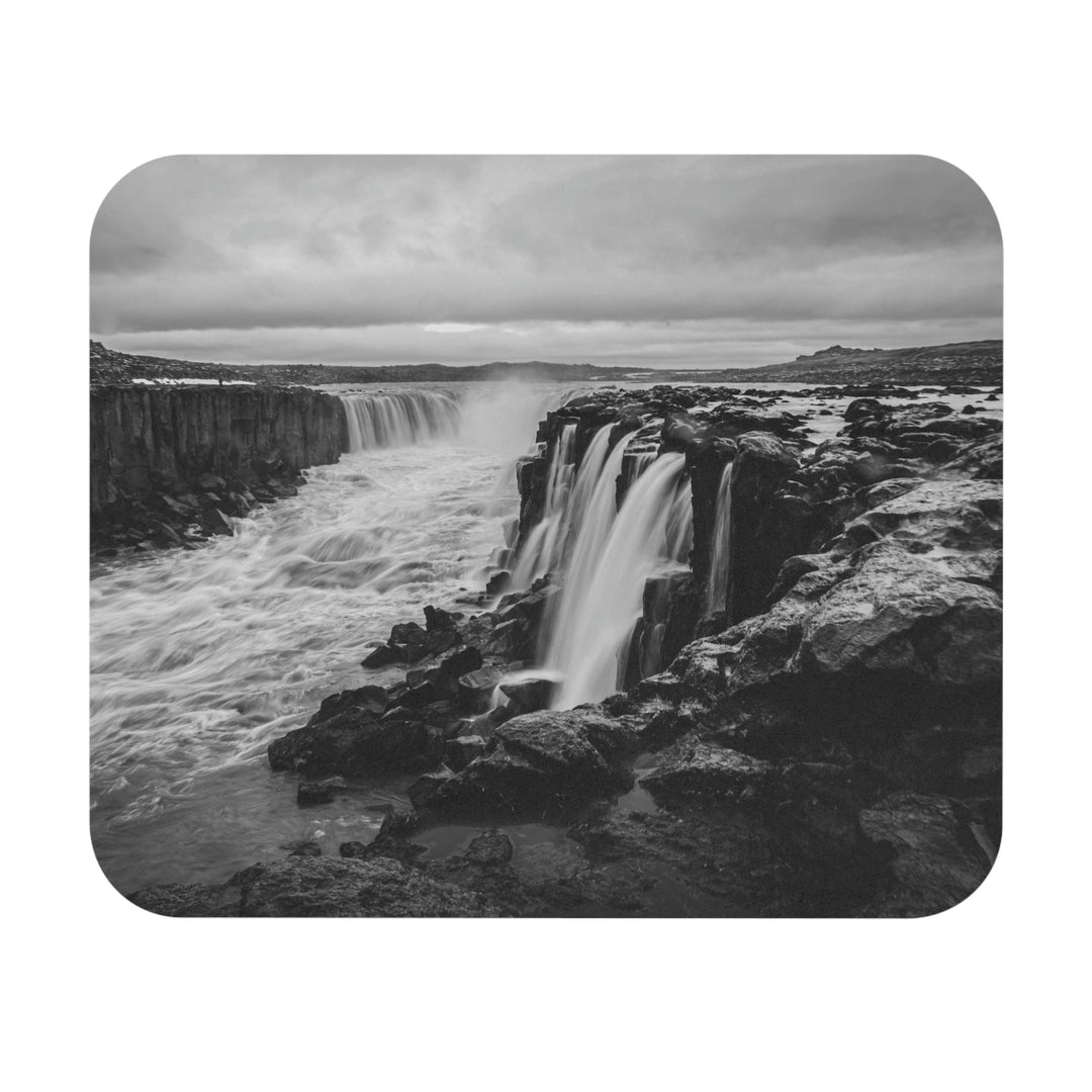 Selfoss in Black and White - Mouse Pad (Rectangle) - Visiting This World