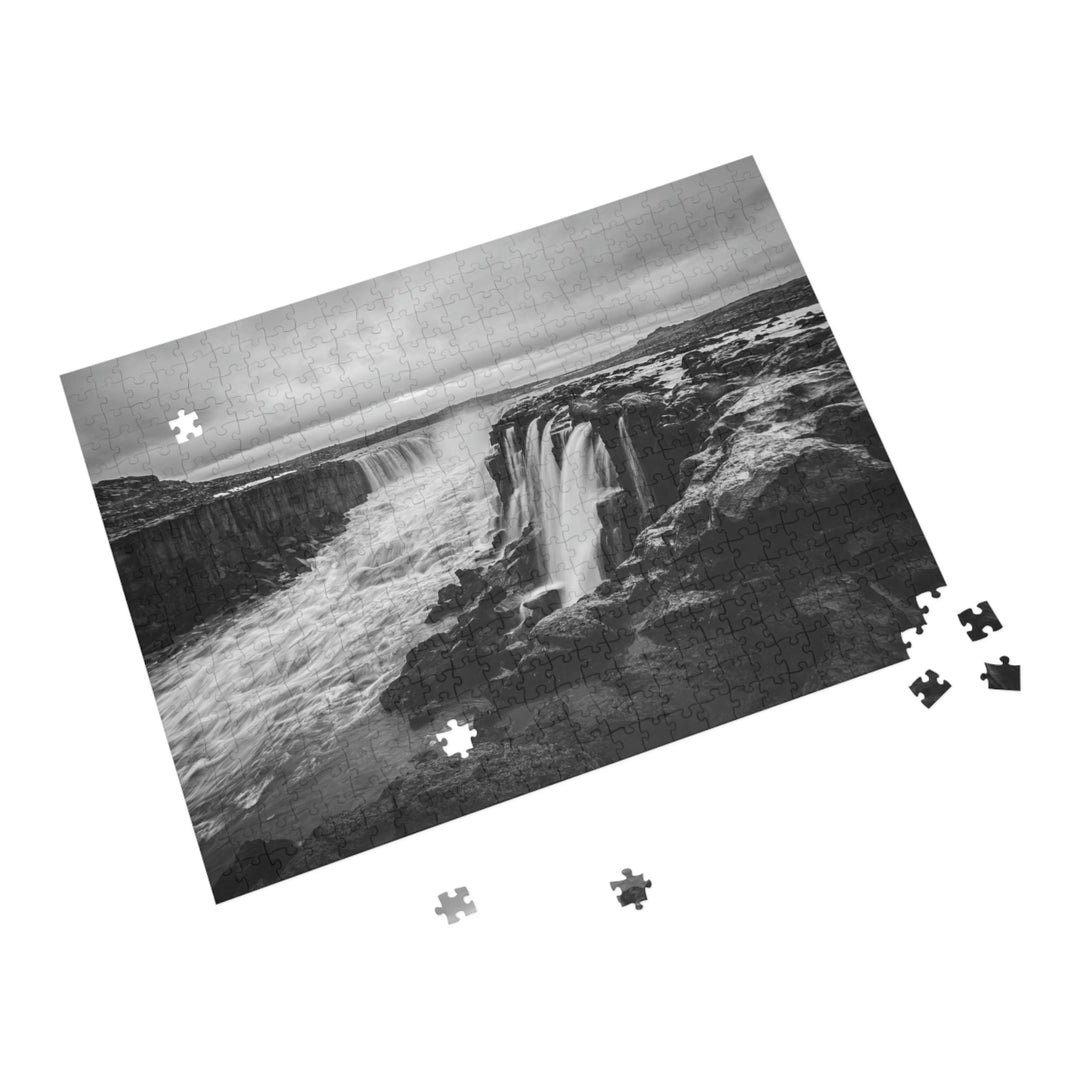 Selfoss in Black and White - Nature Puzzle (96, 252, 500, 1000-Piece) - Visiting This World