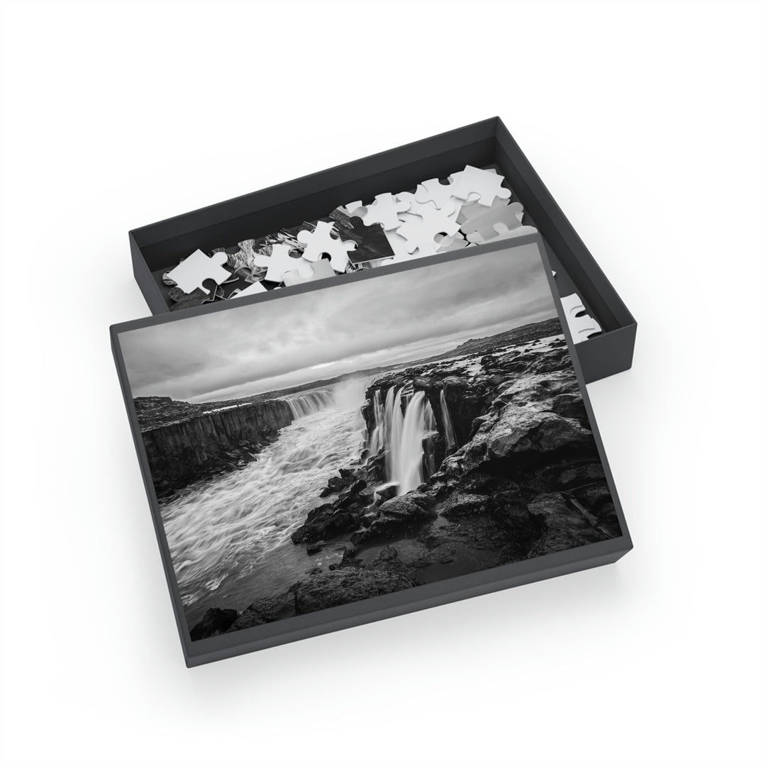 Selfoss in Black and White - Nature Puzzle (96, 252, 500, 1000-Piece) - Visiting This World