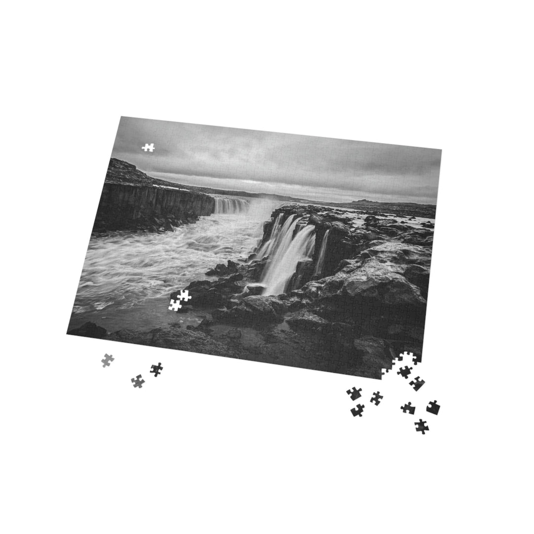 Selfoss in Black and White - Nature Puzzle (96, 252, 500, 1000-Piece) - Visiting This World