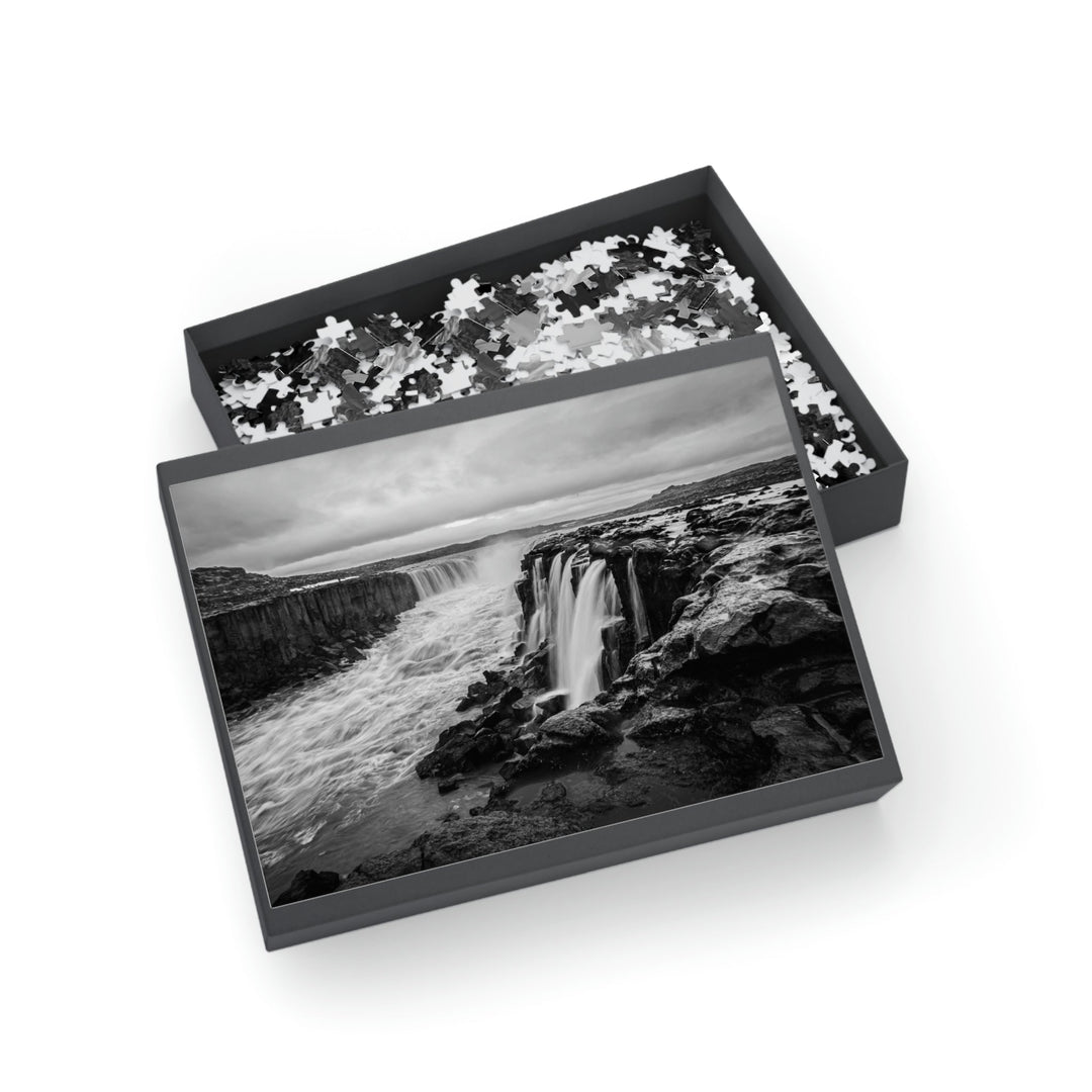 Selfoss in Black and White - Nature Puzzle (96, 252, 500, 1000-Piece) - Visiting This World