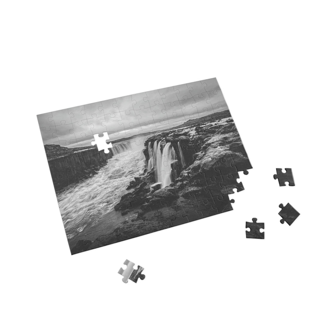 Selfoss in Black and White - Nature Puzzle (96, 252, 500, 1000-Piece) - Visiting This World