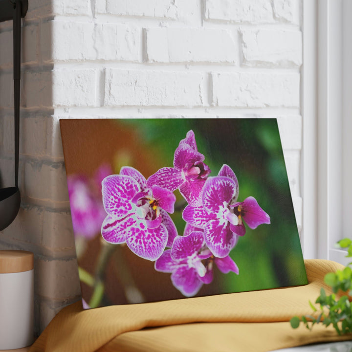 Spotted Orchid - Glass Cutting Board - Visiting This World