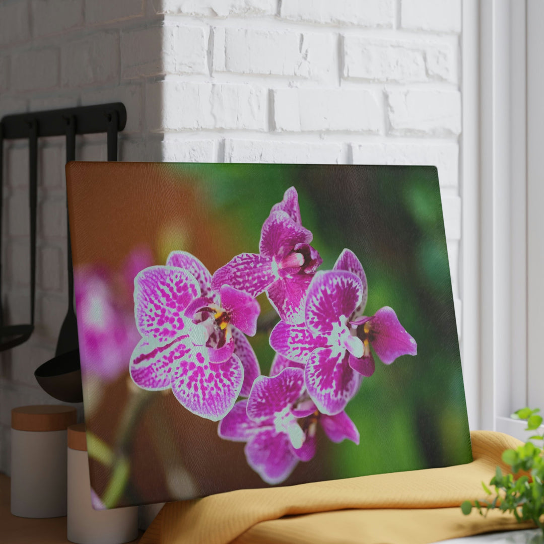 Spotted Orchid - Glass Cutting Board - Visiting This World