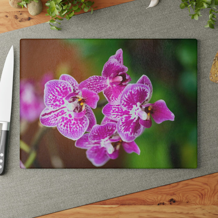 Spotted Orchid - Glass Cutting Board - Visiting This World