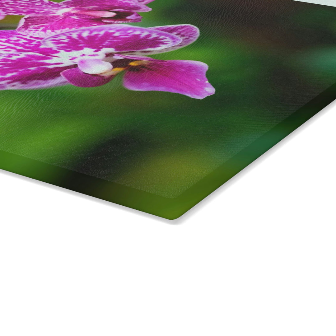 Spotted Orchid - Glass Cutting Board - Visiting This World