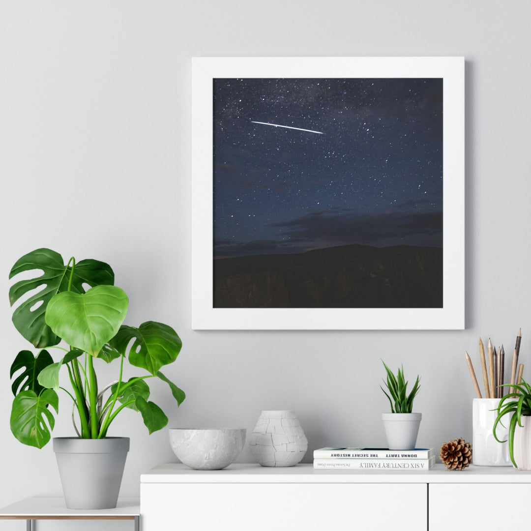 Starlink Above the Canyon - Framed Print - Visiting This World