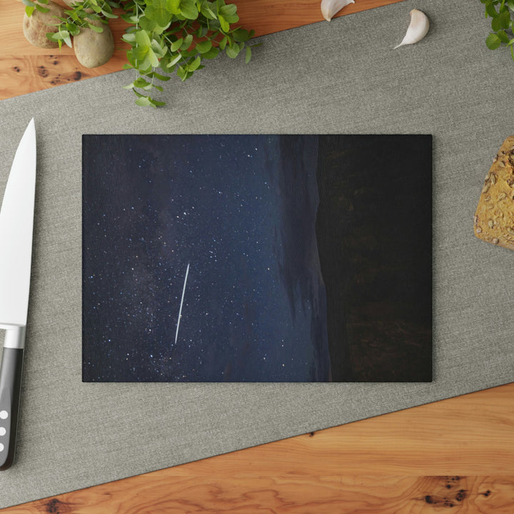 Starlink Above the Canyon - Glass Cutting Board - Visiting This World