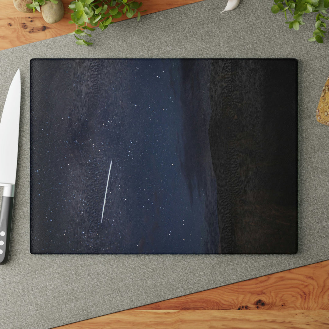 Starlink Above the Canyon - Glass Cutting Board - Visiting This World