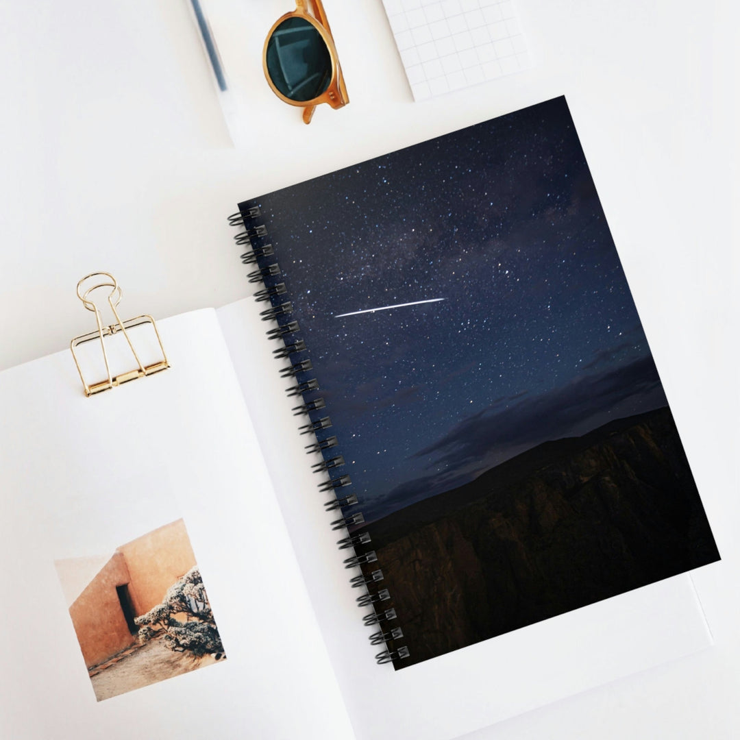 Starlink Above the Canyon - Spiral Ruled Line Notebook - Visiting This World