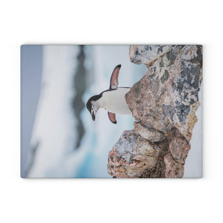 Stretched Penguin - Glass Cutting Board - Visiting This World