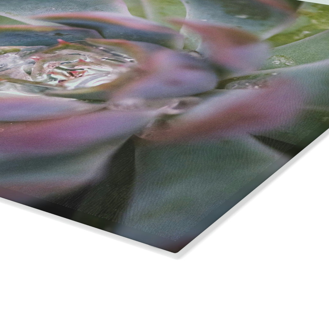 Stunning Succulent - Glass Cutting Board - Visiting This World