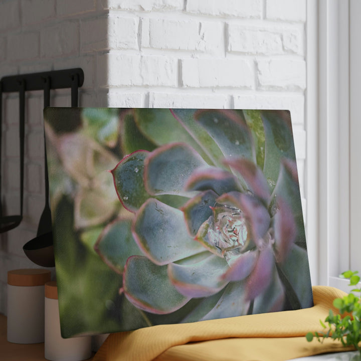 Stunning Succulent - Glass Cutting Board - Visiting This World