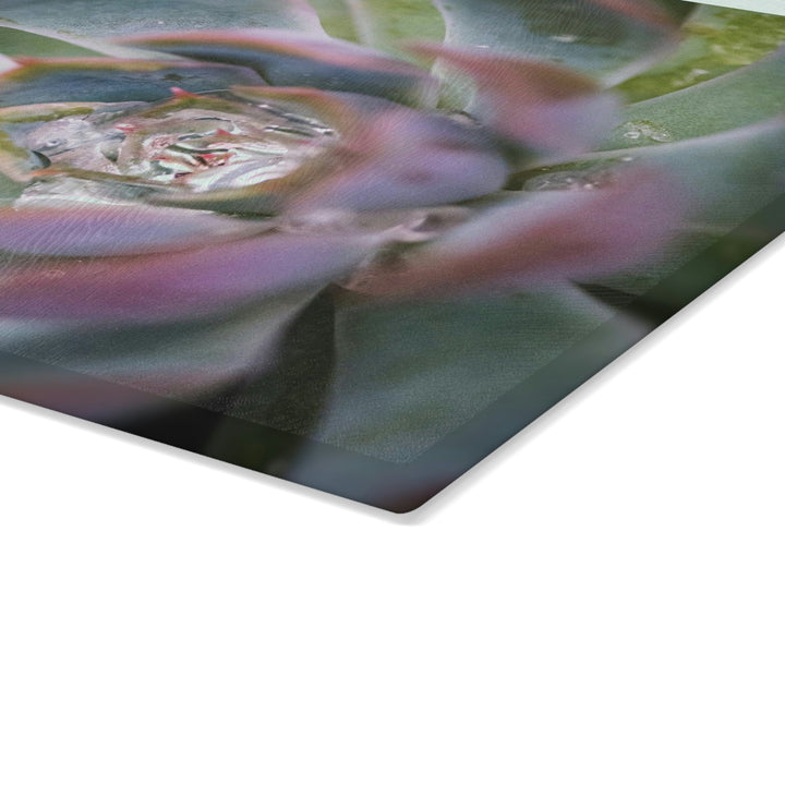 Stunning Succulent - Glass Cutting Board - Visiting This World