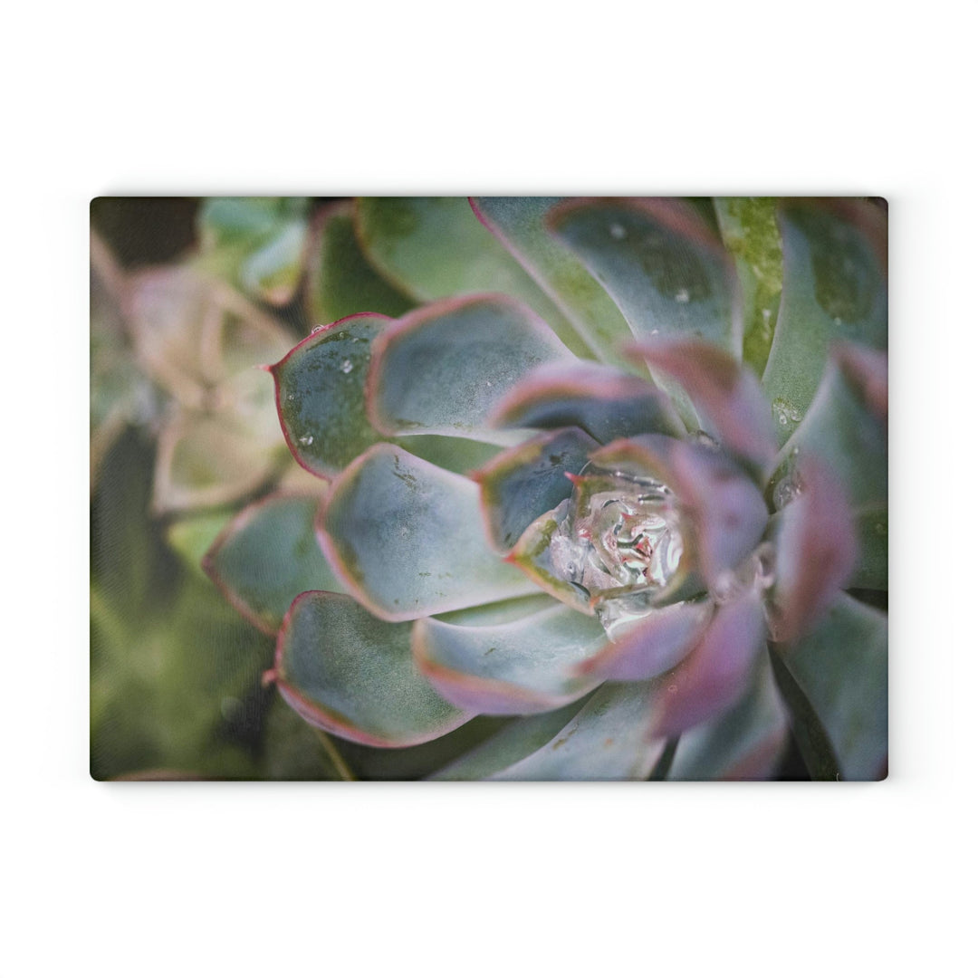 Stunning Succulent - Glass Cutting Board - Visiting This World