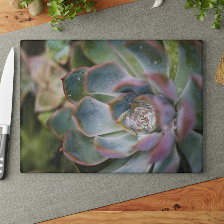 Stunning Succulent - Glass Cutting Board - Visiting This World