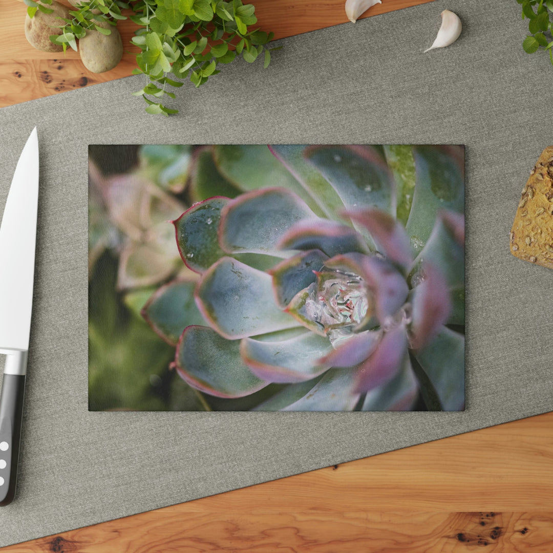 Stunning Succulent - Glass Cutting Board - Visiting This World