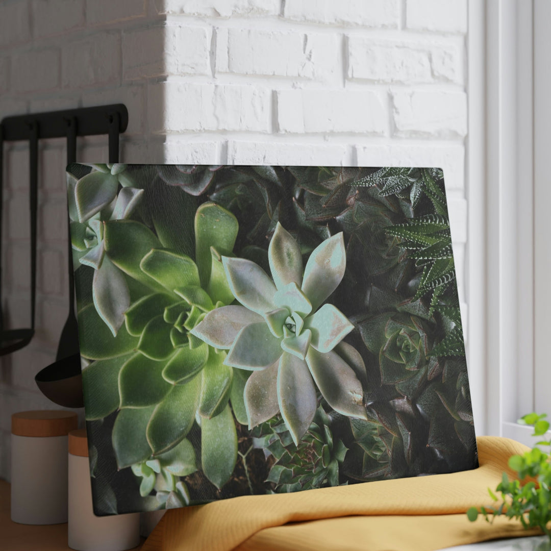 Succulent Array - Glass Cutting Board - Visiting This World