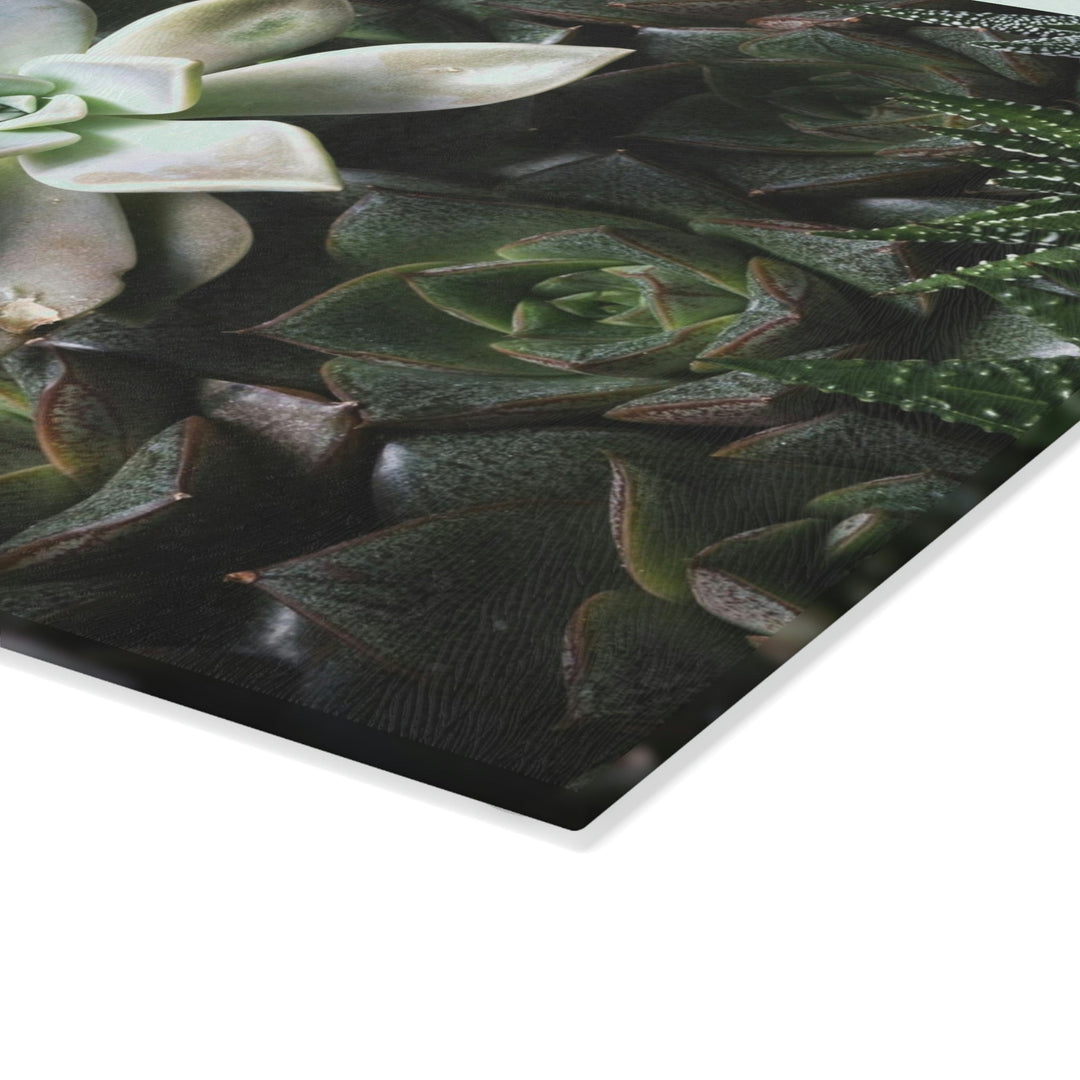 Succulent Array - Glass Cutting Board - Visiting This World