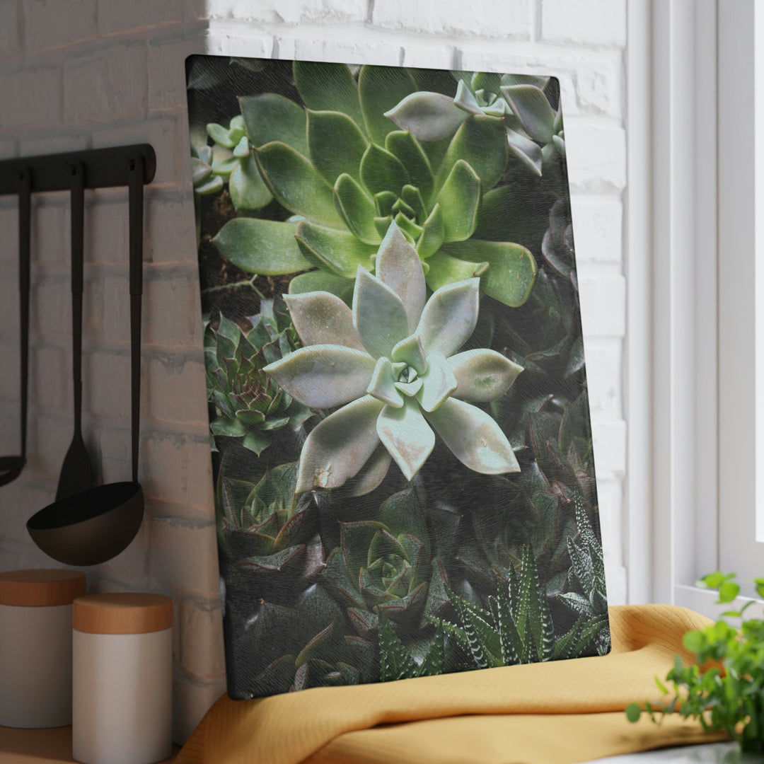 Succulent Array - Glass Cutting Board - Visiting This World