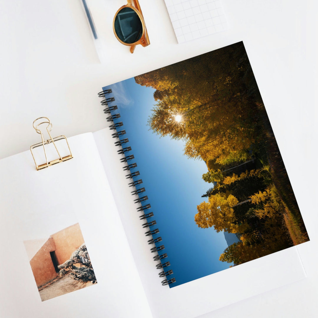 Sun Through the Aspens - Spiral Ruled Line Notebook - Visiting This World