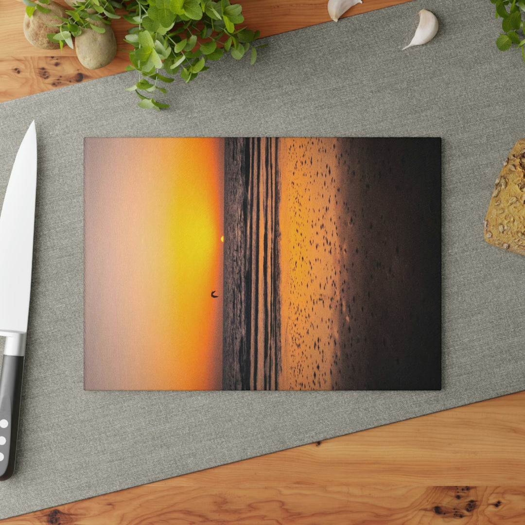 Sunrise on the Sea - Glass Cutting Board - Visiting This World