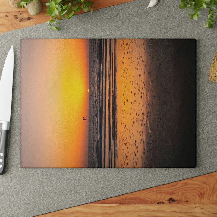 Sunrise on the Sea - Glass Cutting Board - Visiting This World