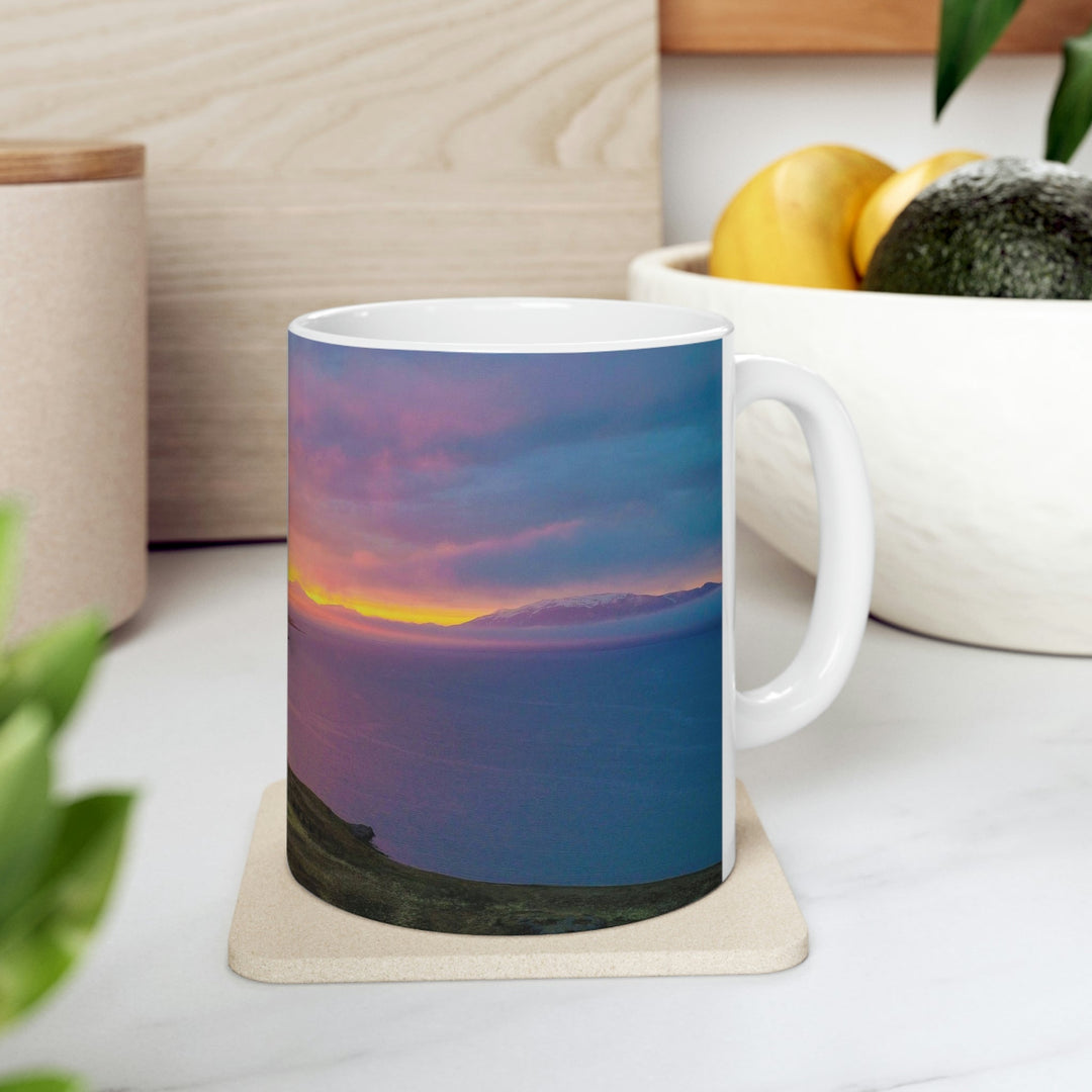 Sunset Over the Fjord Part 1 - Ceramic Mug 11oz - Visiting This World