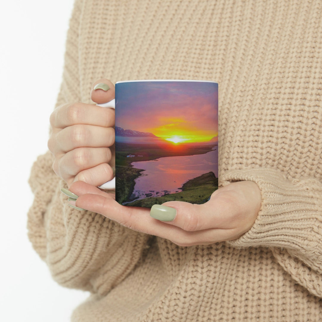 Sunset Over the Fjord Part 1 - Ceramic Mug 11oz - Visiting This World