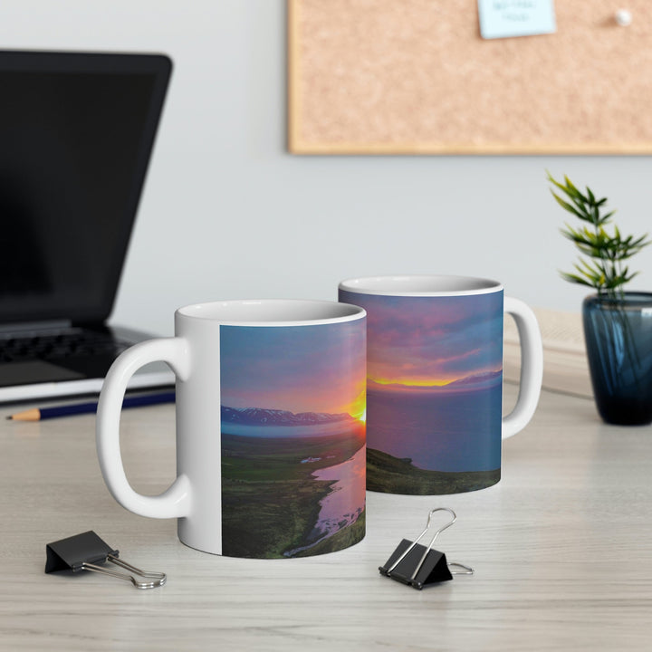 Sunset Over the Fjord Part 1 - Ceramic Mug 11oz - Visiting This World