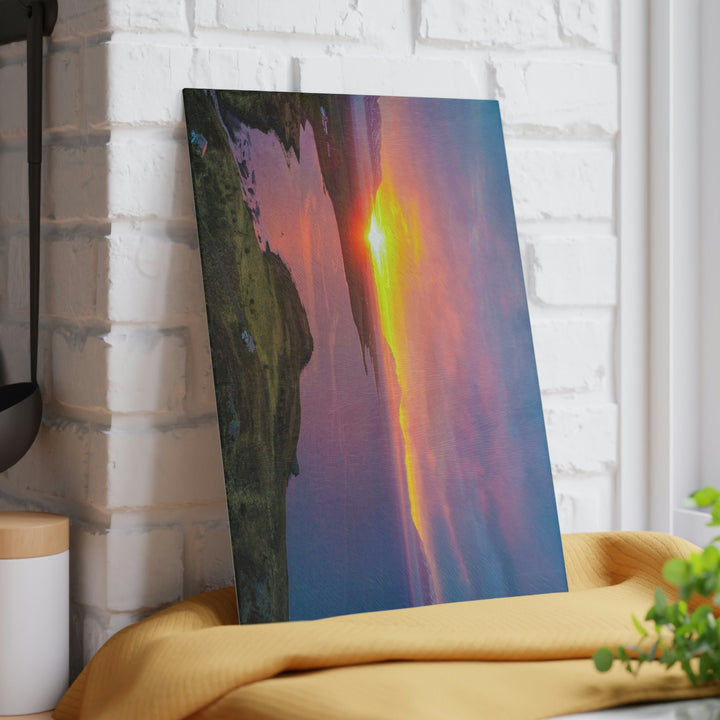 Sunset Over the Fjord Part 1 - Glass Cutting Board - Visiting This World