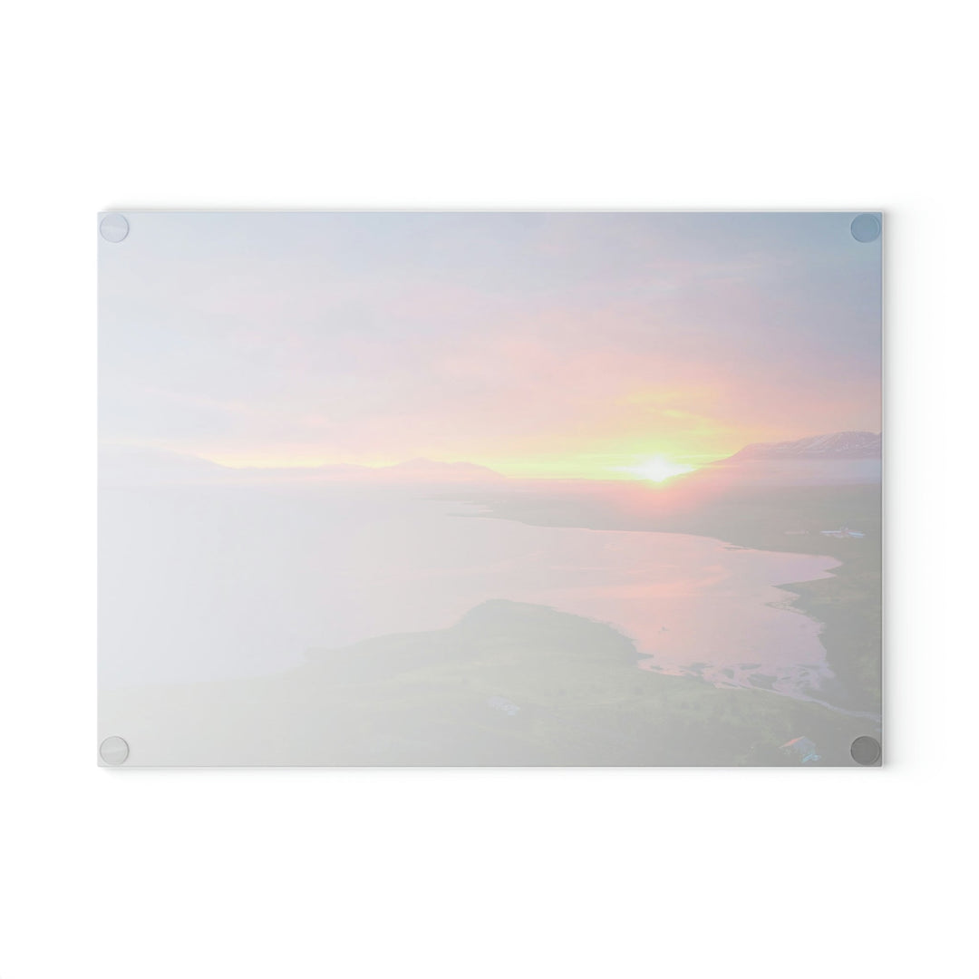 Sunset Over the Fjord Part 1 - Glass Cutting Board - Visiting This World