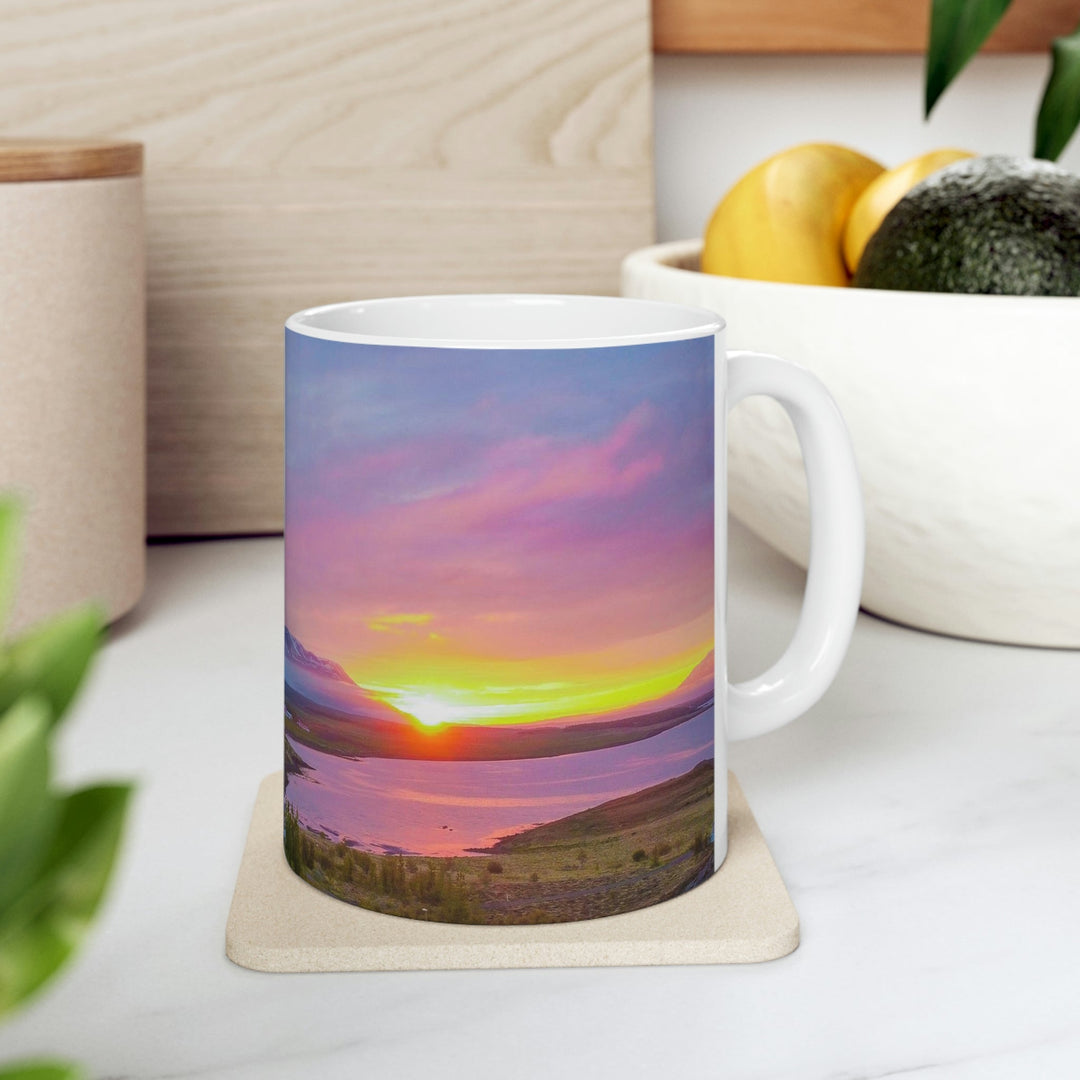 Sunset Over the Fjord Part 2 - Ceramic Mug 11oz - Visiting This World