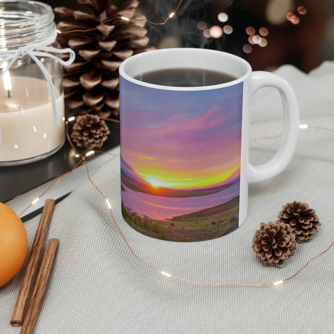 Sunset Over the Fjord Part 2 - Ceramic Mug 11oz - Visiting This World