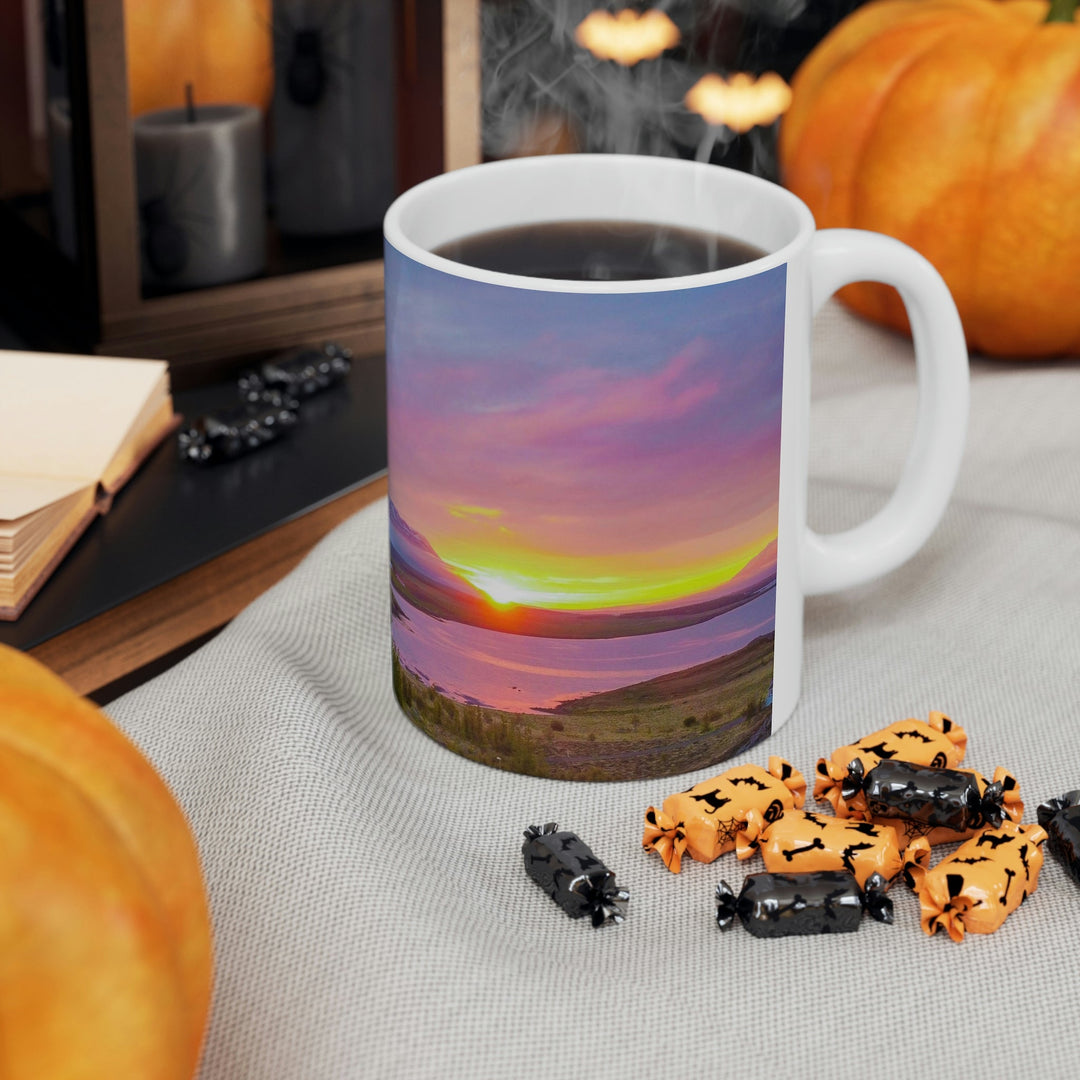 Sunset Over the Fjord Part 2 - Ceramic Mug 11oz - Visiting This World