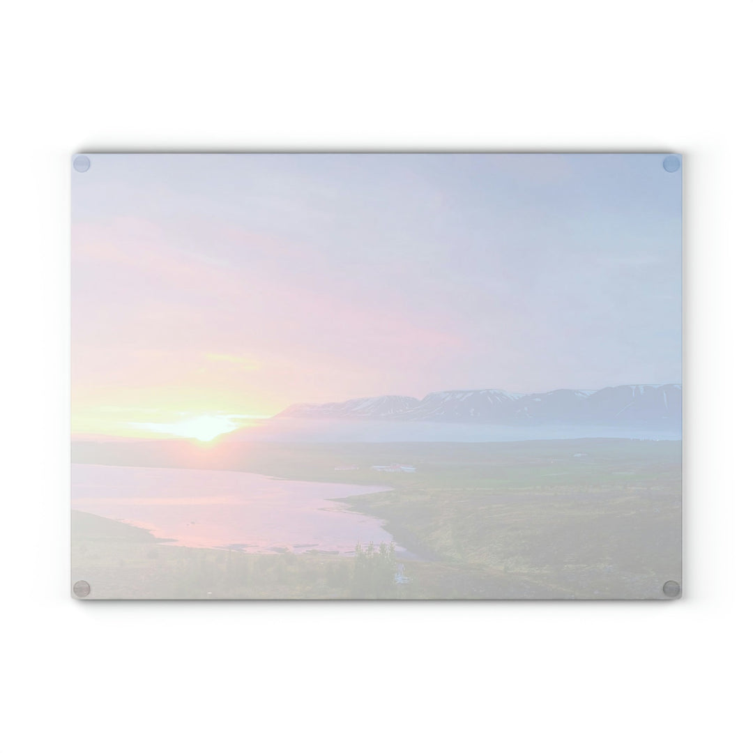 Sunset Over the Fjord Part 2 - Glass Cutting Board - Visiting This World