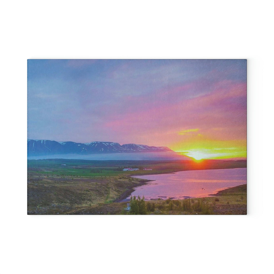 Sunset Over the Fjord Part 2 - Glass Cutting Board - Visiting This World