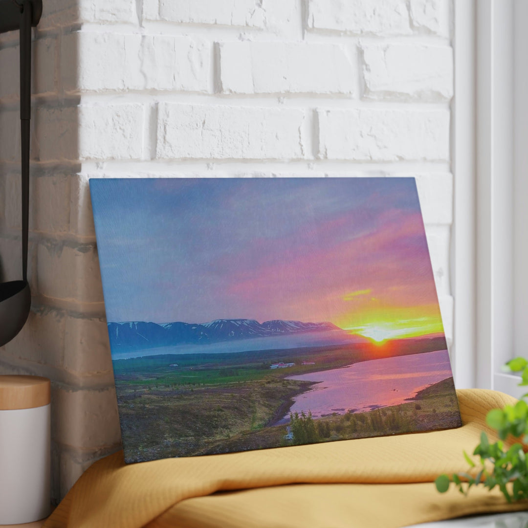 Sunset Over the Fjord Part 2 - Glass Cutting Board - Visiting This World