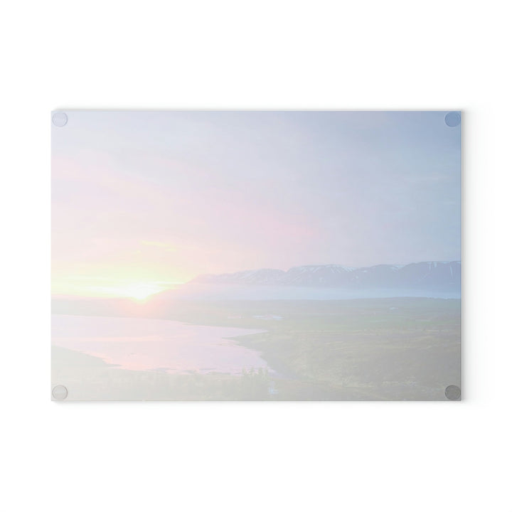 Sunset Over the Fjord Part 2 - Glass Cutting Board - Visiting This World