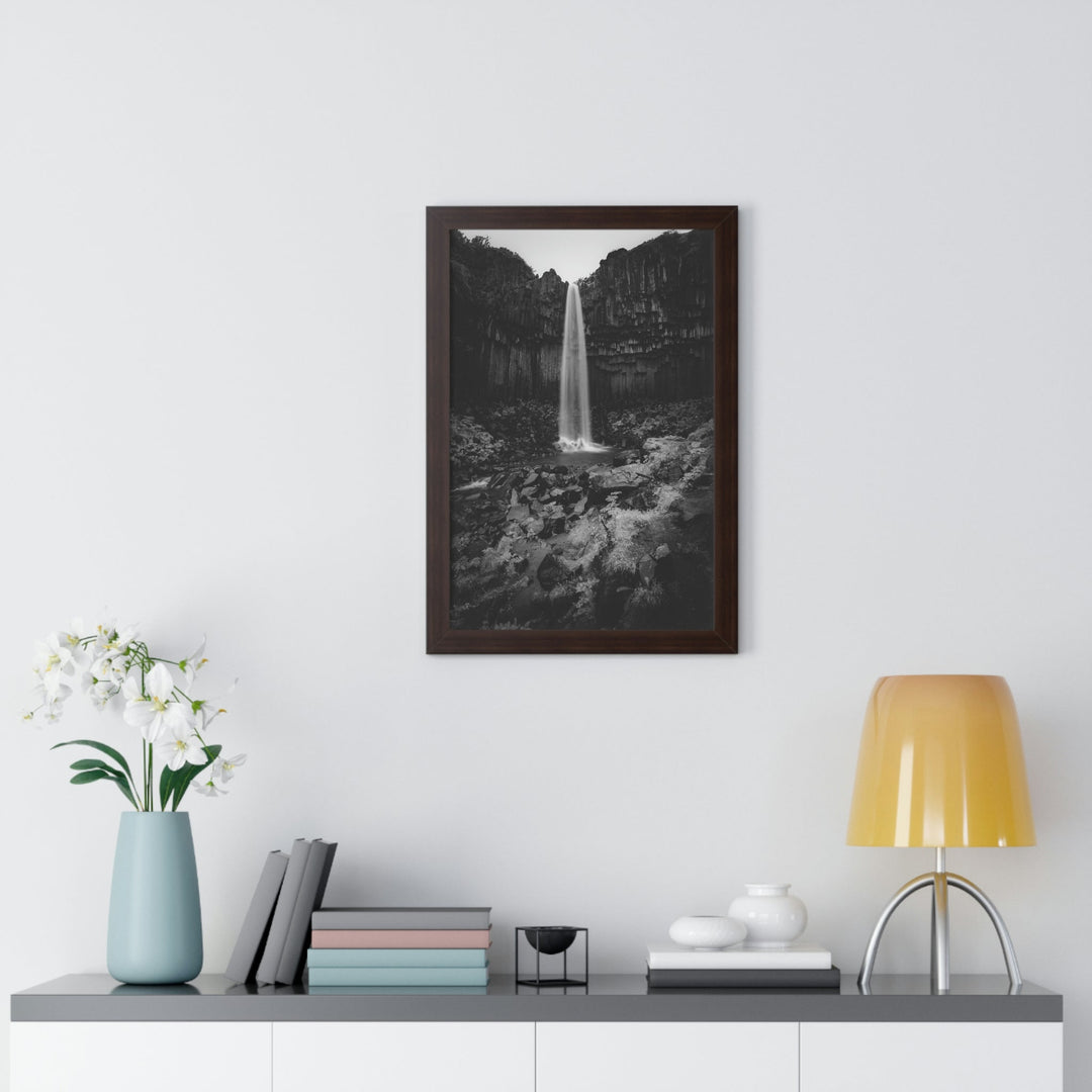 Svartifoss in Black and White - Framed Print - Visiting This World