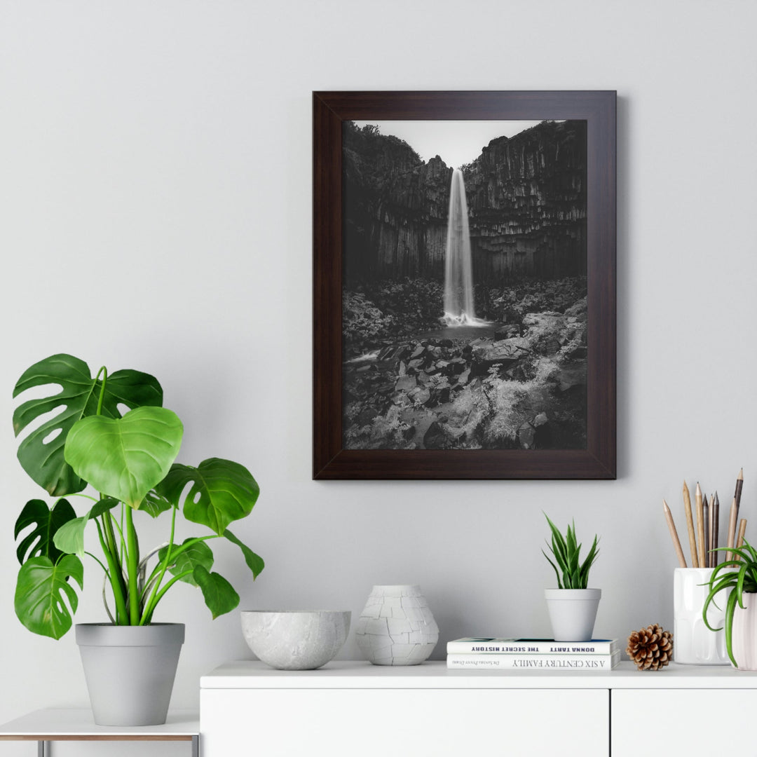 Svartifoss in Black and White - Framed Print - Visiting This World