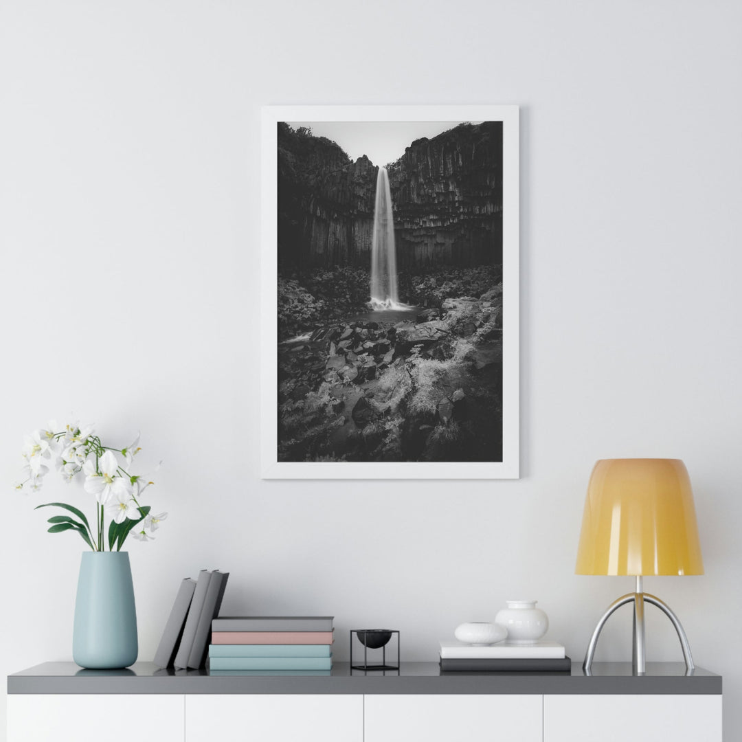 Svartifoss in Black and White - Framed Print - Visiting This World