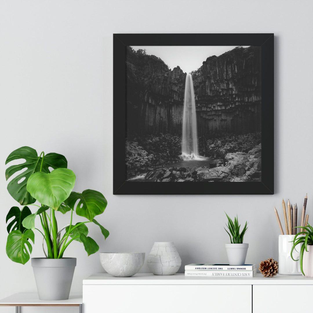 Svartifoss in Black and White - Framed Print - Visiting This World