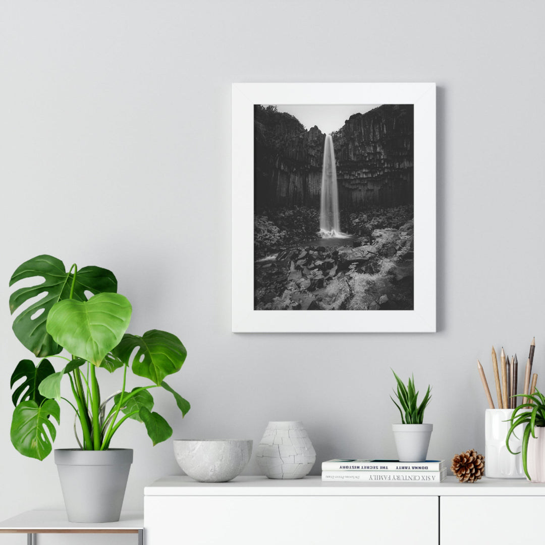 Svartifoss in Black and White - Framed Print - Visiting This World