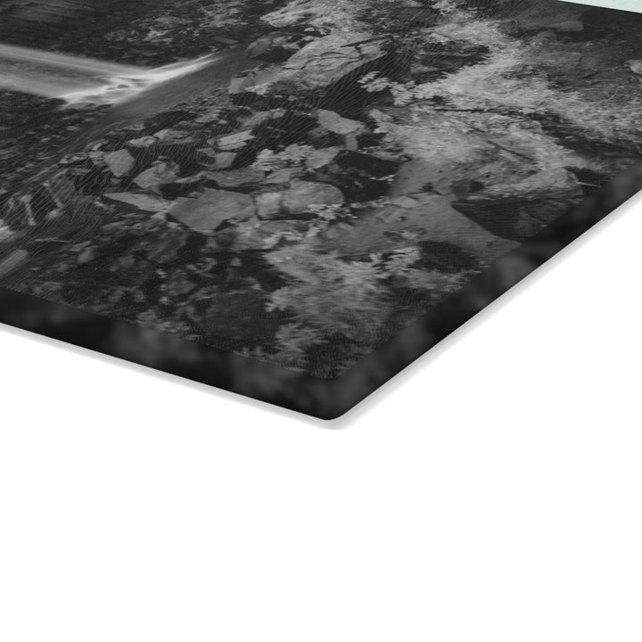 Svartifoss in Black and White - Glass Cutting Board - Visiting This World