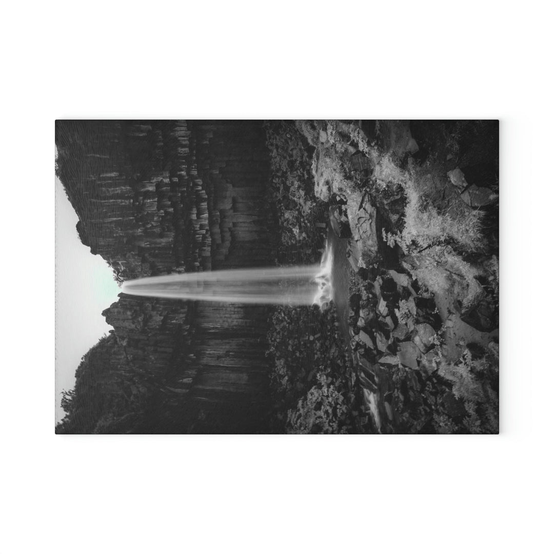 Svartifoss in Black and White - Glass Cutting Board - Visiting This World