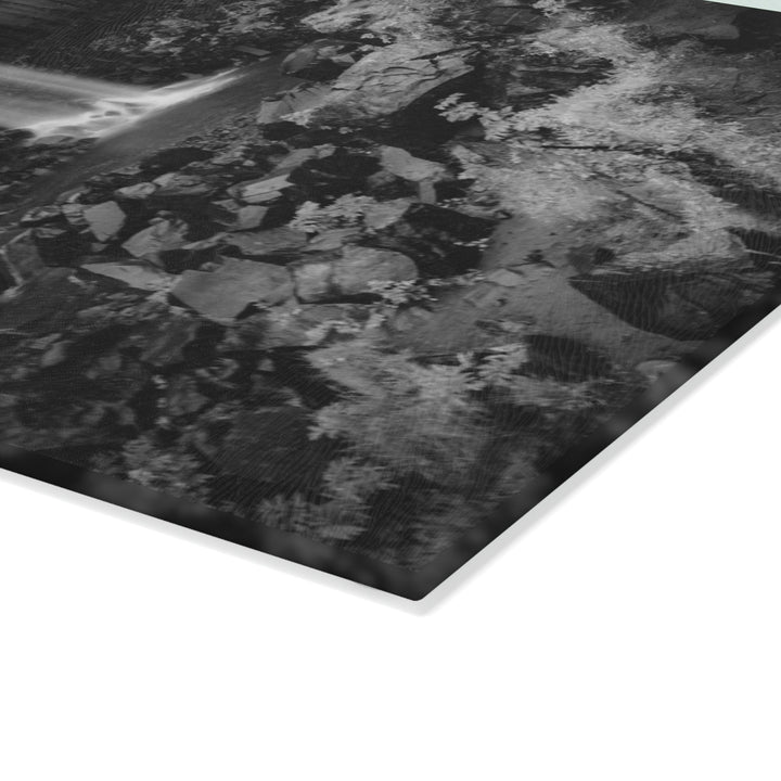 Svartifoss in Black and White - Glass Cutting Board - Visiting This World