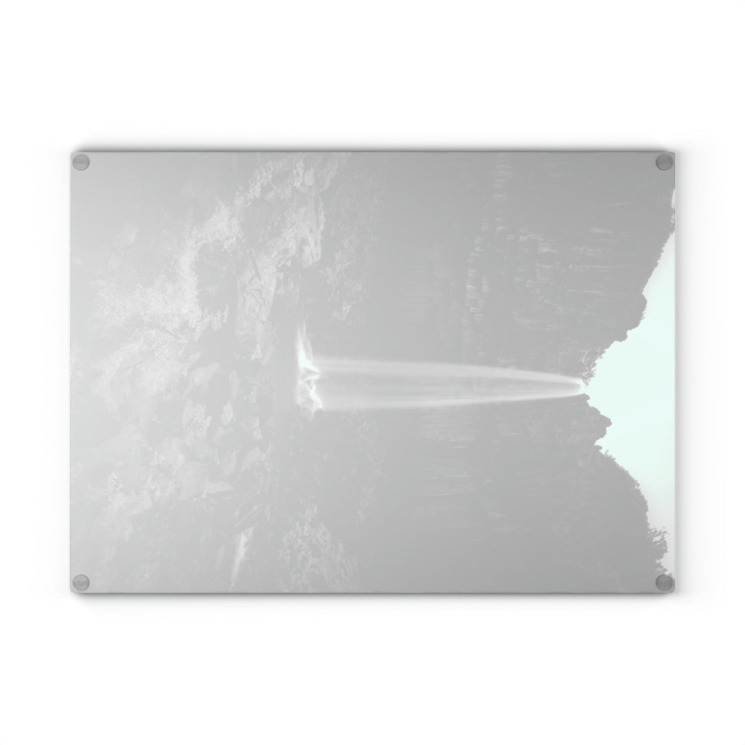 Svartifoss in Black and White - Glass Cutting Board - Visiting This World