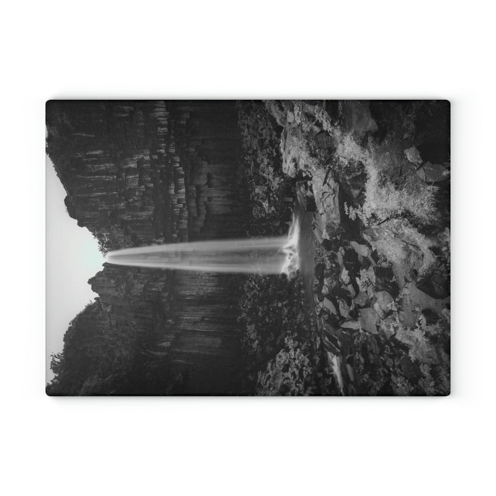 Svartifoss in Black and White - Glass Cutting Board - Visiting This World