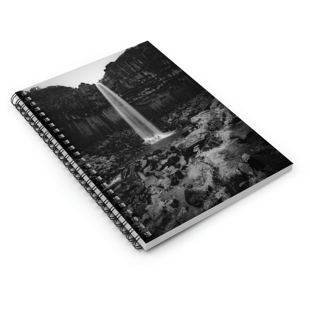 Svartifoss in Black and White - Spiral Ruled Line Notebook - Visiting This World